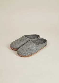 Kyrgies Men's Natural Sole Low Back Wool Slippers - Gray 14 Kyrgies Men's Natural Sole Low Back Wool Slippers - Gray