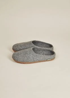 Kyrgies Men's Natural Sole Low Back Wool Slippers - Gray 13 Kyrgies Men's Natural Sole Low Back Wool Slippers - Gray