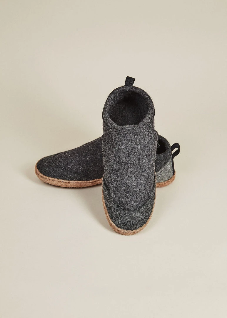 Kyrgies Men's Wool Tengries Slippers - Charcoal 3 Kyrgies Men's Wool Tengries Slippers - Charcoal