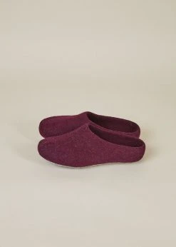 Kyrgies Men's Classic Sole Low Back Wool Slippers - Plum Best Sellers