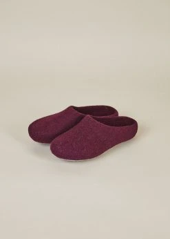 Kyrgies Men's Classic Sole Low Back Wool Slippers - Plum Best Sellers