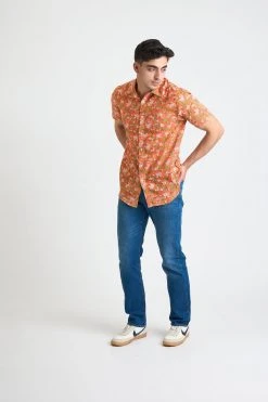 Dushyant Asthana Men's Prat Short Sleeve Shirt - Orange Floral 9 Dushyant Asthana Men's Prat Short Sleeve Shirt - Orange Floral