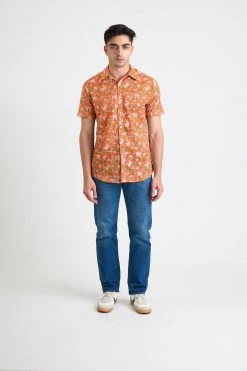 Dushyant Asthana Men's Prat Short Sleeve Shirt - Orange Floral