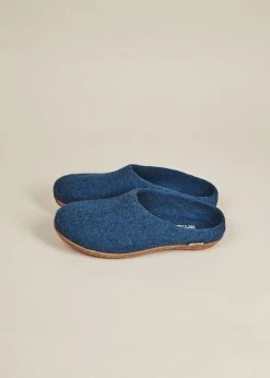 Kyrgies Men's Molded Sole Low Back Wool Slippers - Navy Best Sellers