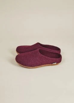 Kyrgies Men's Molded Sole Low Back Wool Slippers - Plum Best Sellers
