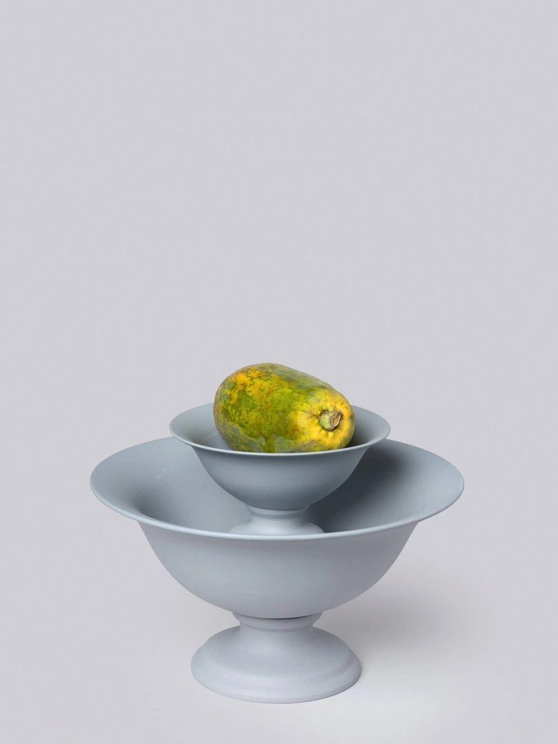 Middle Kingdom Footed Porcelain Vase - Steel Gray Planters + Vases 6 Middle Kingdom Footed Porcelain Vase - Steel Gray Planters + Vases