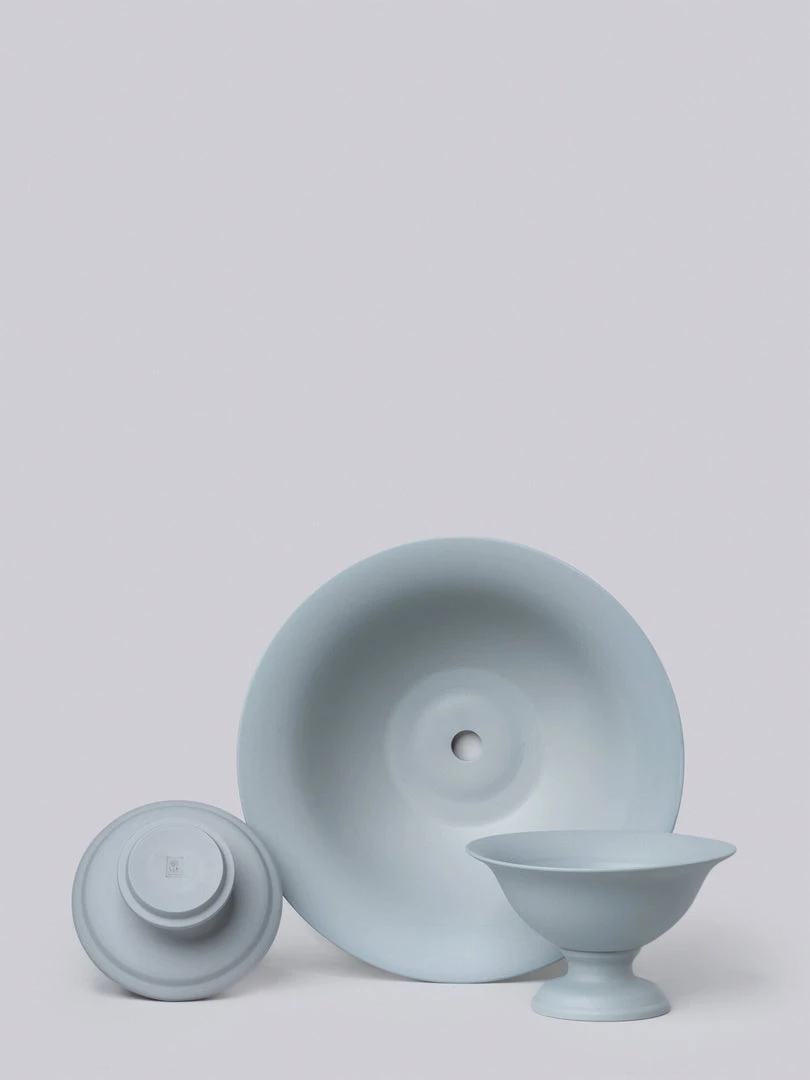 Middle Kingdom Footed Porcelain Vase - Steel Gray Planters + Vases 5 Middle Kingdom Footed Porcelain Vase - Steel Gray Planters + Vases