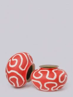 Middle Kingdom Memphis Porcelain Apple Vase - Coral Red Home Goods