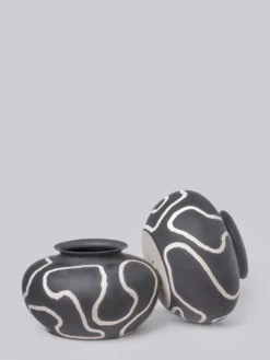 Middle Kingdom BIPOC Owned Memphis Apple Vase - Black