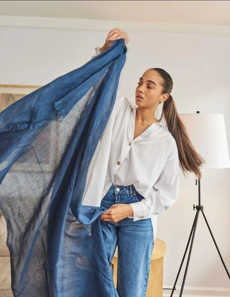 Studio Variously Midnight Blue Linen Scarf Accessories 6 Studio Variously Midnight Blue Linen Scarf Accessories