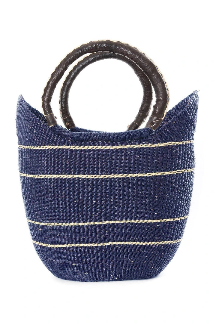 Swahili African Modern Midnight Blue Pinstripe Bolga Shopper Bag 6 Swahili African Modern Midnight Blue Pinstripe Bolga Shopper Bag