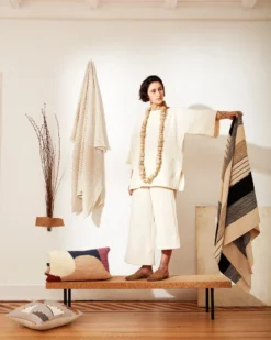 Minna Handcrafted Basket Alpaca Throw Blanket - Camel