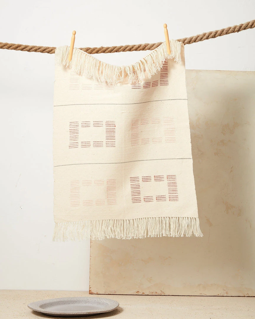 Minna Blocks Hand / Kitchen Towel - Rust Home Goods 3 Minna Blocks Hand / Kitchen Towel - Rust Home Goods