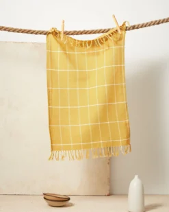 Minna Handcrafted Gold Grid Towel