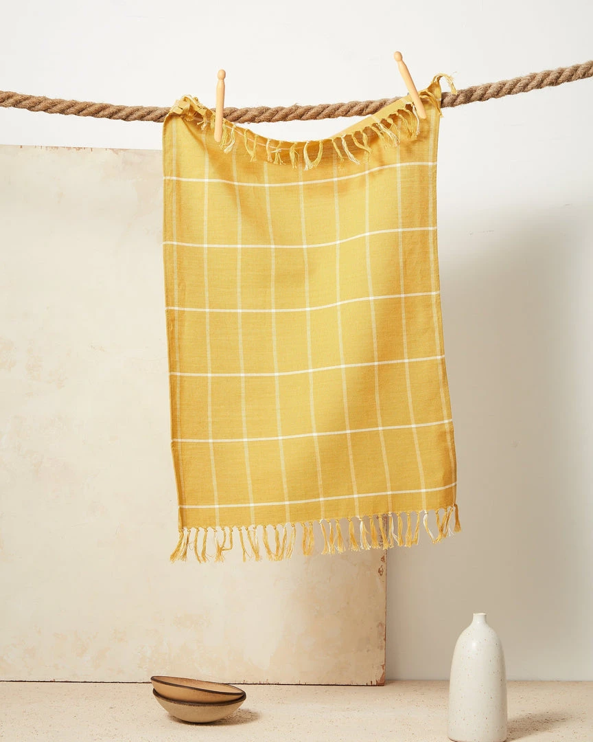 Minna Handcrafted Gold Grid Towel 3 Minna Handcrafted Gold Grid Towel