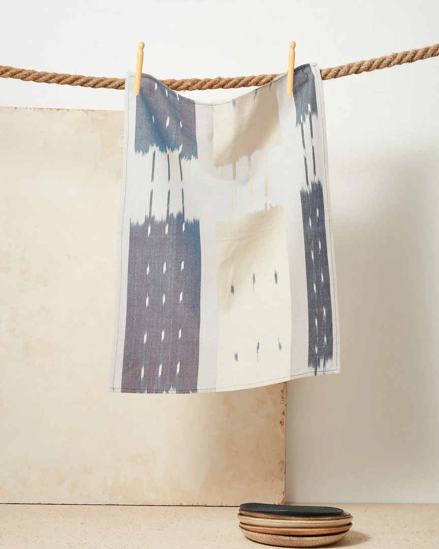 Minna Ikat Towel Indigo Handcrafted 3 Minna Ikat Towel Indigo Handcrafted