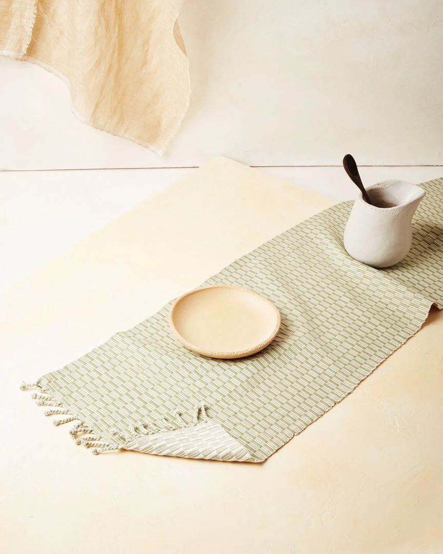 Minna Kitchen + Dining Panalito Table Runner - Sage 3 Minna Kitchen + Dining Panalito Table Runner - Sage