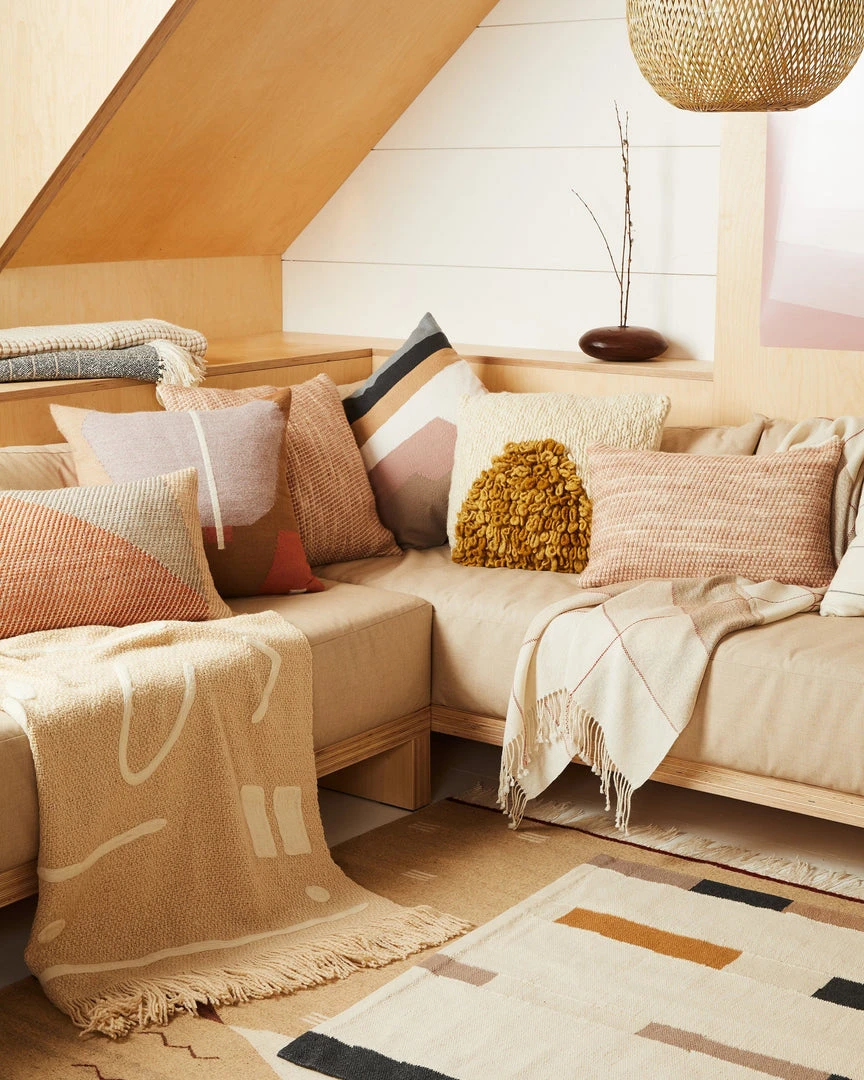 Minna Sheila Merino Lumbar Pillow - Salmon 5 Minna Sheila Merino Lumbar Pillow - Salmon