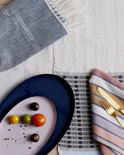 Minna Handcrafted Texture Placemat - Blue 9 Minna Handcrafted Texture Placemat - Blue