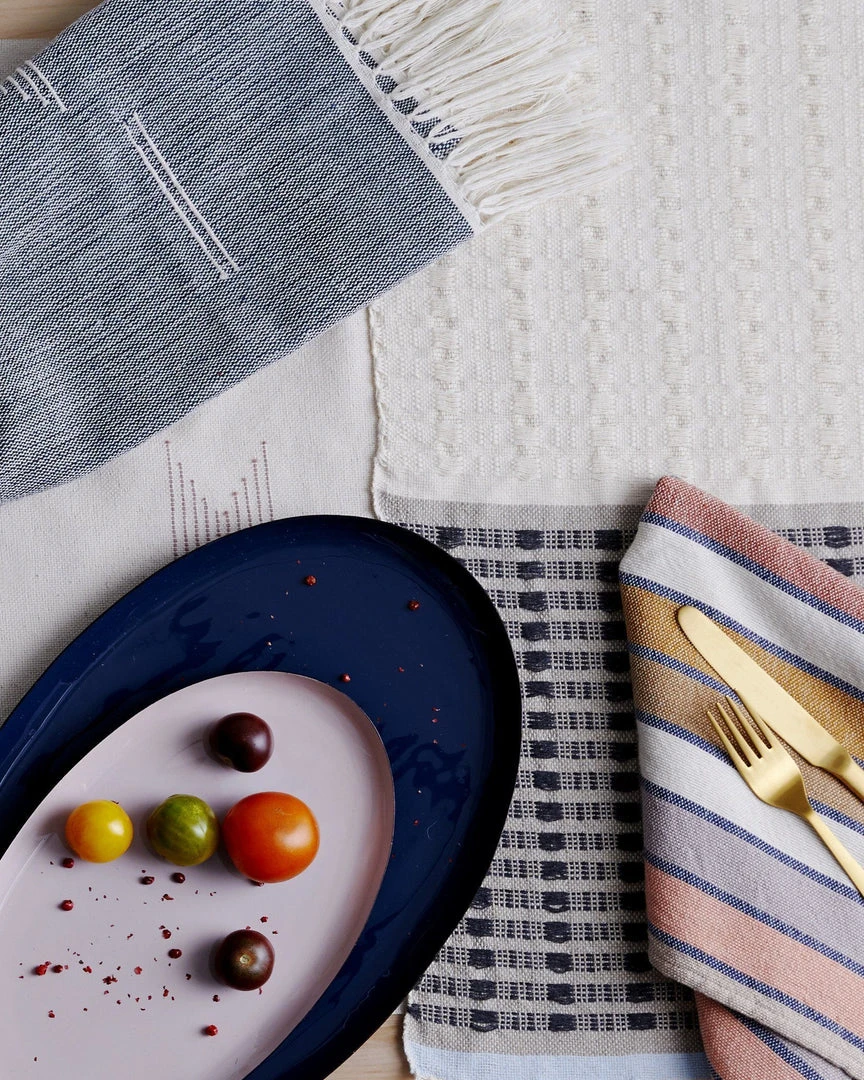 Minna Handcrafted Texture Placemat - Blue 6 Minna Handcrafted Texture Placemat - Blue