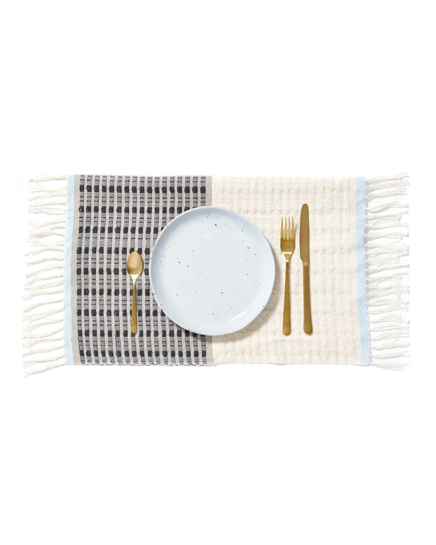 Minna Handcrafted Texture Placemat - Blue 4 Minna Handcrafted Texture Placemat - Blue