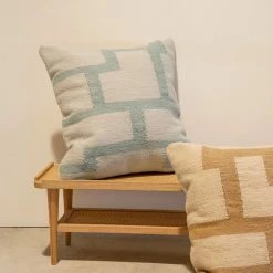 Kiliim Mint Tetris Wool Throw Pillow Cover New Arrivals