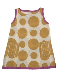 Mirasa Design Kids' + Baby Baby Polka Dress - Forest Yellow