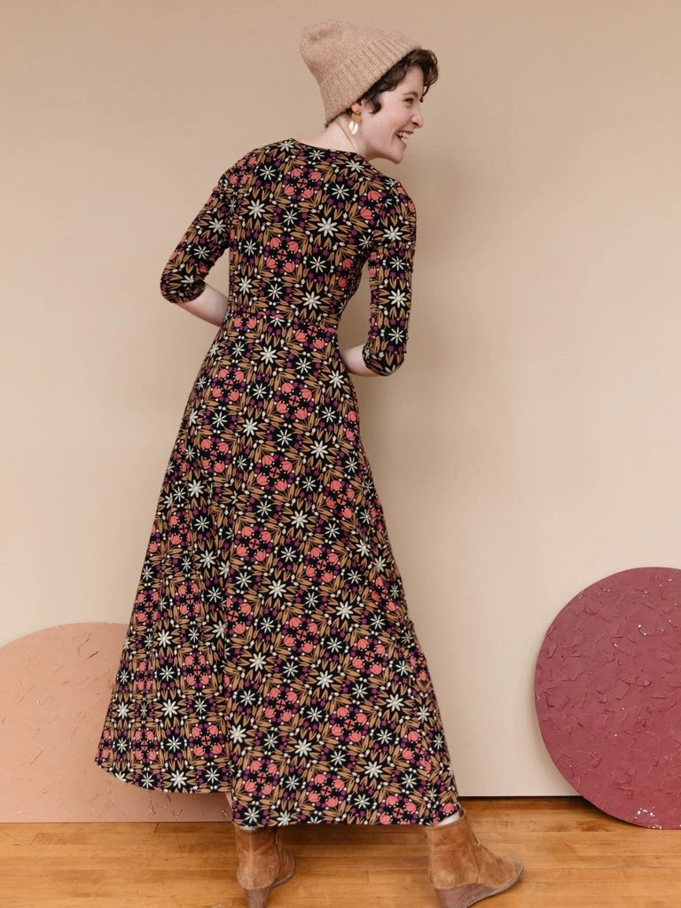 Mata Traders Mumbai Mauve Tile Maxi Dress Clothing 4 Mata Traders Mumbai Mauve Tile Maxi Dress Clothing