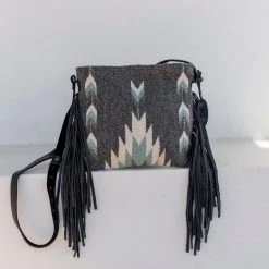 MZ Fair Trade Smoky Quartz Wool Fringe Bag Accessories