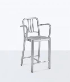 Emeco Navy Recycled Counter Stool With Arms Furniture