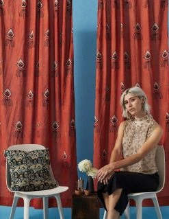 Ichcha Nazar Coral Rust Curtain Panel