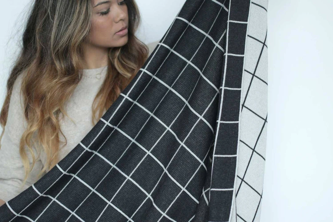 Newly Goods Grid Recycled Throw Blanket Handcrafted 4 Newly Goods Grid Recycled Throw Blanket Handcrafted