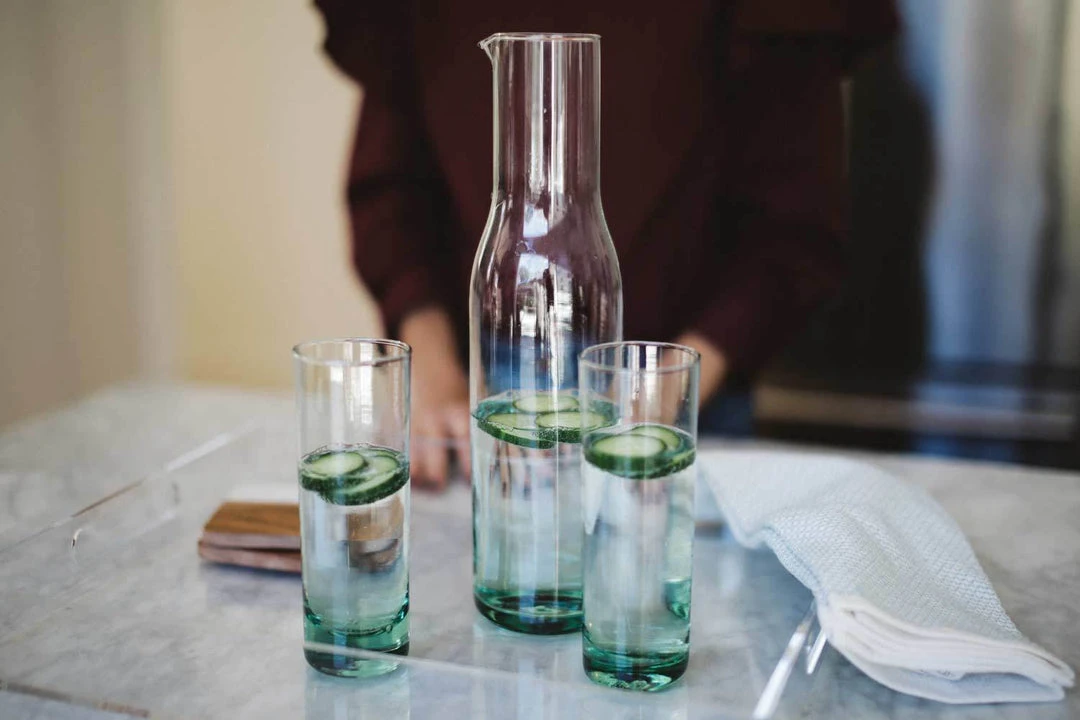 Newly Goods Tavola Recycled Glass Pitcher Handcrafted 3 Newly Goods Tavola Recycled Glass Pitcher Handcrafted