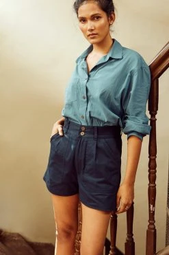 No Nasties Indigo High-Rise Shorts