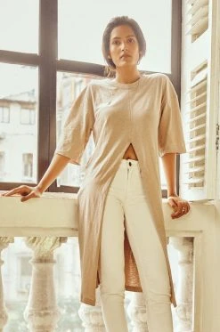 No Nasties Clothing Sand Reversible Long Tee