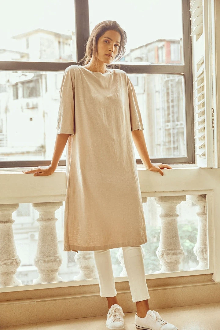 No Nasties Clothing Sand Reversible Long Tee 4 No Nasties Clothing Sand Reversible Long Tee