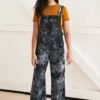 North Of West Sale Ariel Upcycled Tie Dye Overalls - Black