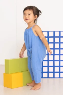 North Of West Sale Kids' Double Cloth Jumpsuit - Adriatic