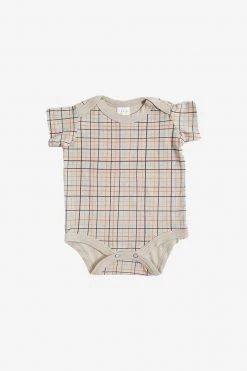 North Of West Baby's Grid Onesie - Fog