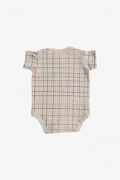 North Of West Baby's Grid Onesie - Fog