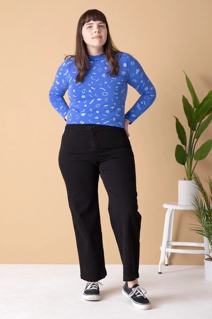 North Of West Morgan Squiggles Mock Neck - Azure 4 North Of West Morgan Squiggles Mock Neck - Azure