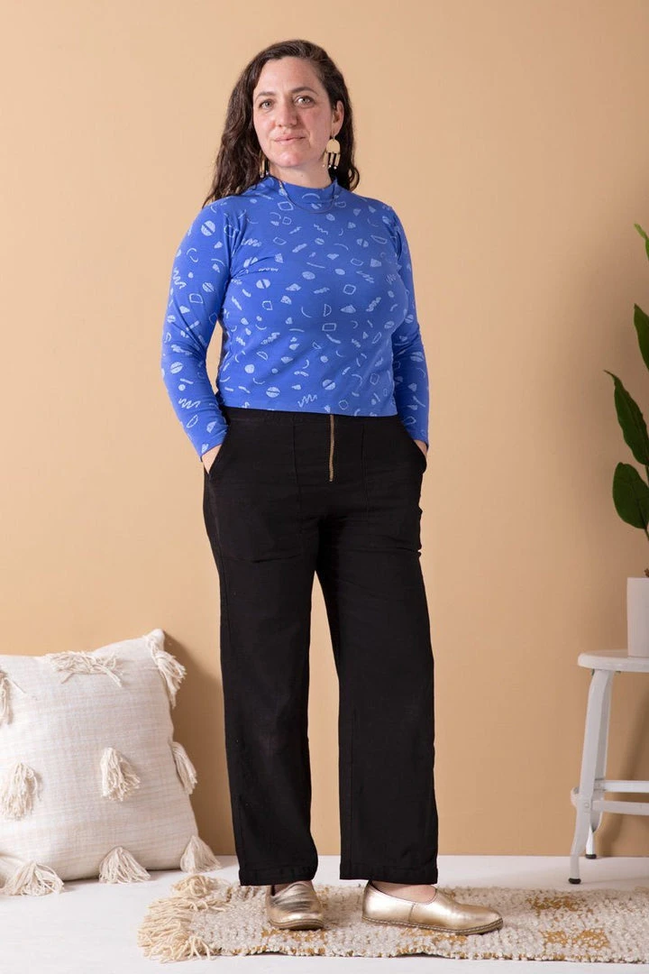 North Of West Morgan Squiggles Mock Neck - Azure 3 North Of West Morgan Squiggles Mock Neck - Azure