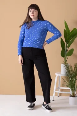 North Of West Morgan Squiggles Mock Neck - Azure 11 North Of West Morgan Squiggles Mock Neck - Azure