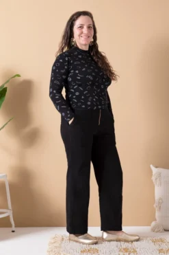 North Of West Sale Morgan Squiggles Mock Neck - Black