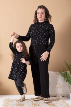 North Of West Sale Morgan Squiggles Mock Neck - Black