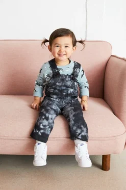North Of West Sale Kids' Park Upcycled Tie Dye Overalls - Black