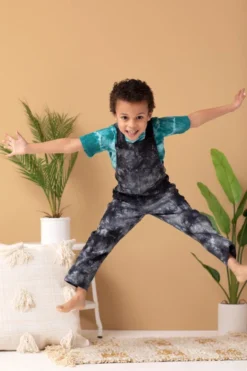 North Of West Sale Kids' Park Upcycled Tie Dye Overalls - Black