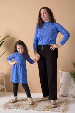 North Of West Sale Kids' Squiggles Gathered Dress - Azure