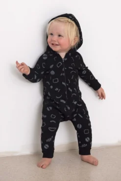 North Of West Baby's Squiggles Hooded Romper - Black Sale