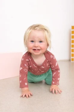 North Of West Sale Baby's Squiggles Long Sleeve Onesie - Mulberry